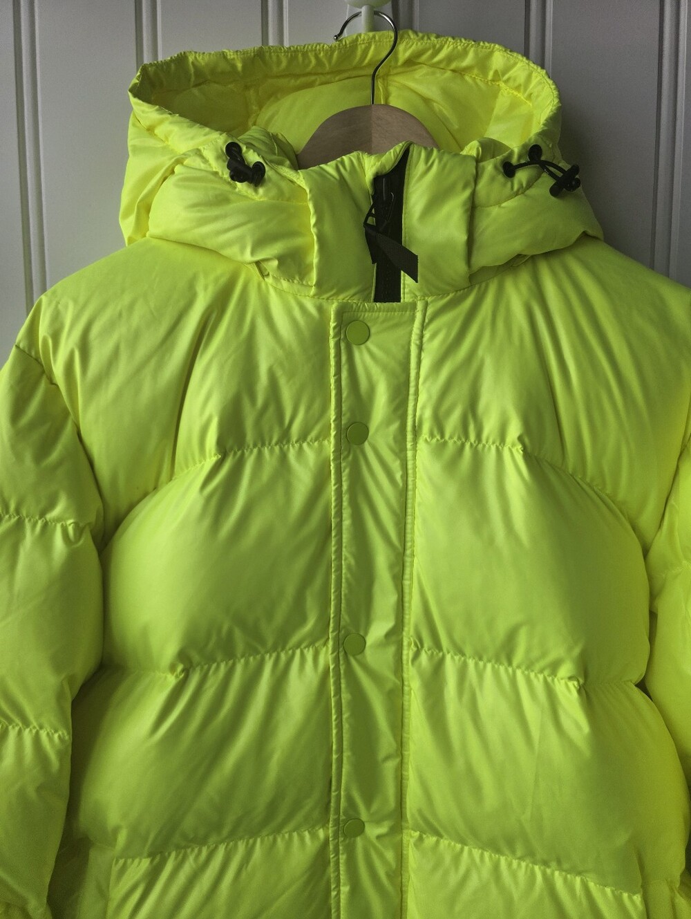 TNA Super Puff Neon Fluorescent Yellow Puffer Winter Jacket Womens XL - Picture 2 of 14